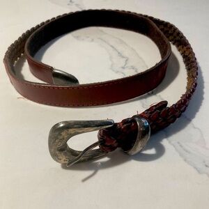 LANDES Sz L  Leather Smooth & Braided Made in Canada Belt